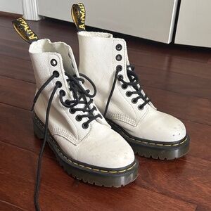 Dr. Martens White Leather Combat Boots